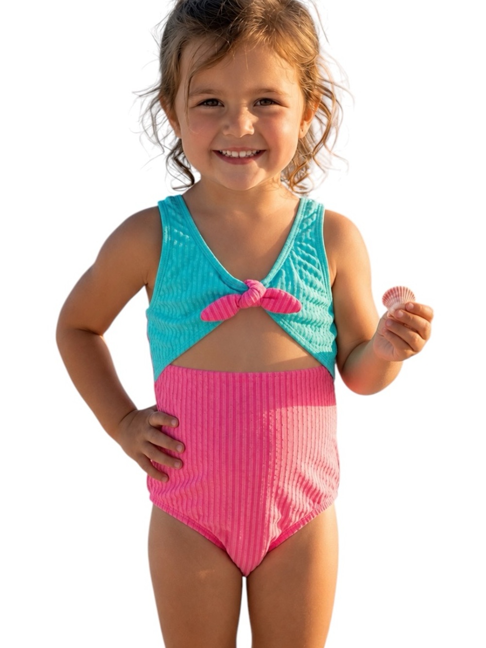 JESSICA SIMPSON: NWT  Girls 1-Piece Seersucker Swimsuit -Size 4